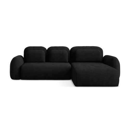 Canapé D'angle Droit Convertible Lohi En Tissu Chenille Noir