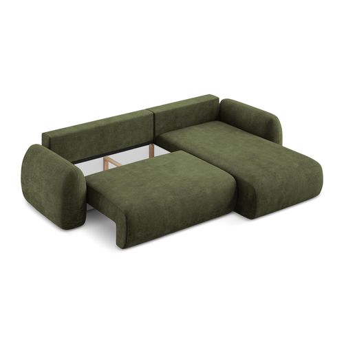 Canapé D'angle Droit Convertible Lohi En Tissu Chenille Olive