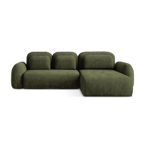 Canapé D'angle Droit Convertible Lohi En Tissu Chenille Olive