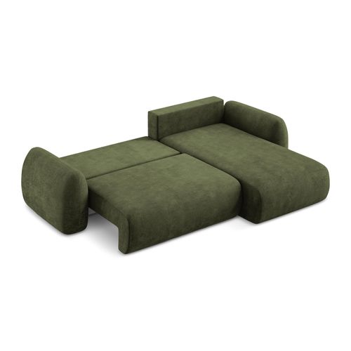 Canapé D'angle Droit Convertible Lohi En Tissu Chenille Olive