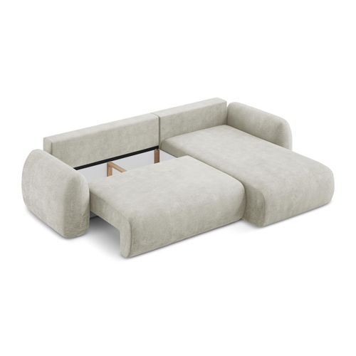 Canapé D'angle Droit Convertible Lohi En Tissu Chenille Perle