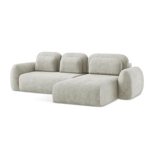 Canapé D'angle Droit Convertible Lohi En Tissu Chenille Perle