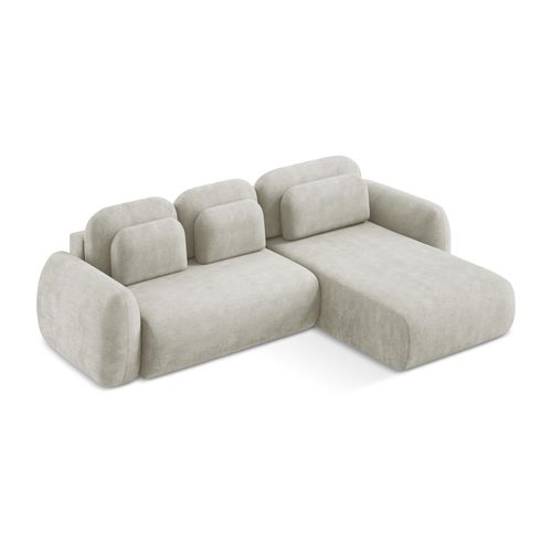 Canapé D'angle Droit Convertible Lohi En Tissu Chenille Perle