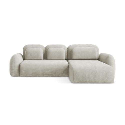 Canapé D'angle Droit Convertible Lohi En Tissu Chenille Perle