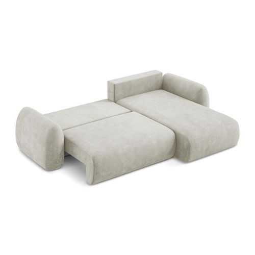 Canapé D'angle Droit Convertible Lohi En Tissu Chenille Perle