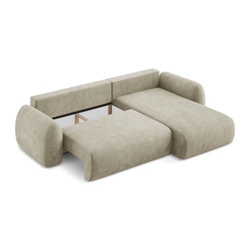 Canapé D'angle Droit Convertible Lohi En Tissu Chenille Beige