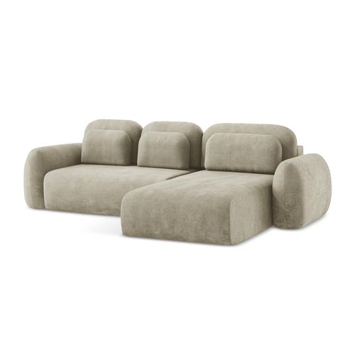 Canapé D'angle Droit Convertible Lohi En Tissu Chenille Beige