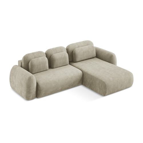 Canapé D'angle Droit Convertible Lohi En Tissu Chenille Beige