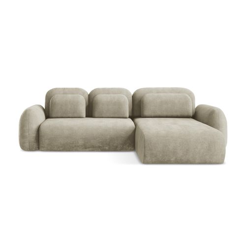 Canapé D'angle Droit Convertible Lohi En Tissu Chenille Beige