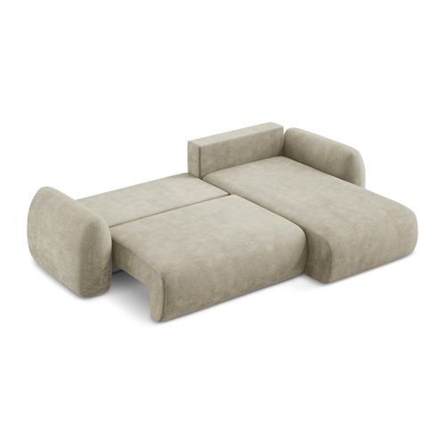 Canapé D'angle Droit Convertible Lohi En Tissu Chenille Beige