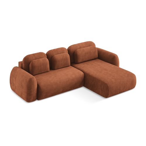 Canapé D'angle Droit Convertible Lohi En Tissu Chenille Terre Cuite