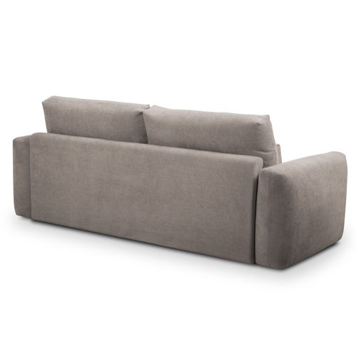 Canapé 3 Places Miki En Tissu Chenille Beige Foncé
