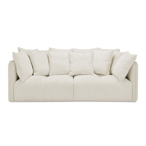 Canapé 3 Places Nana En Tissu Chenille Beige Clair