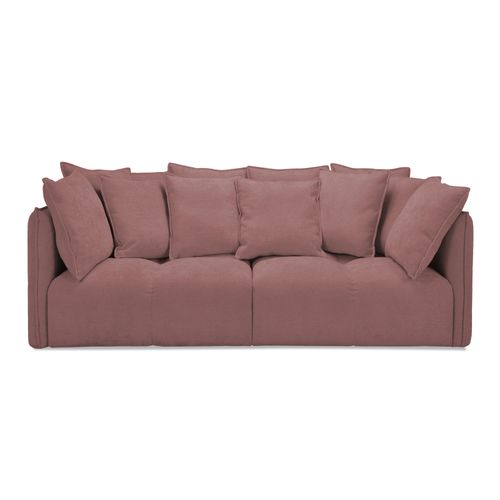 Canapé 3 Places Nana En Tissu Chenille Rose Poudré
