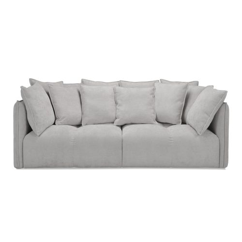 Canapé 3 Places Nana En Tissu Chenille Gris Clair