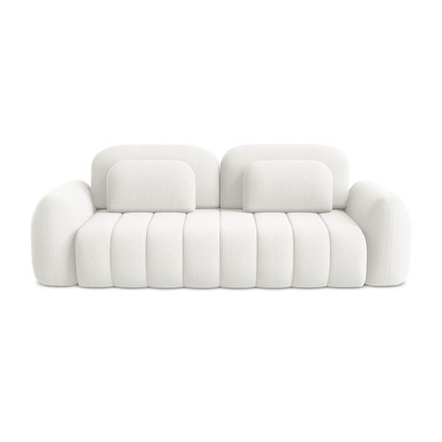 Canapé 3 Places Convertible Pele En Tissu Bouclette Blanc