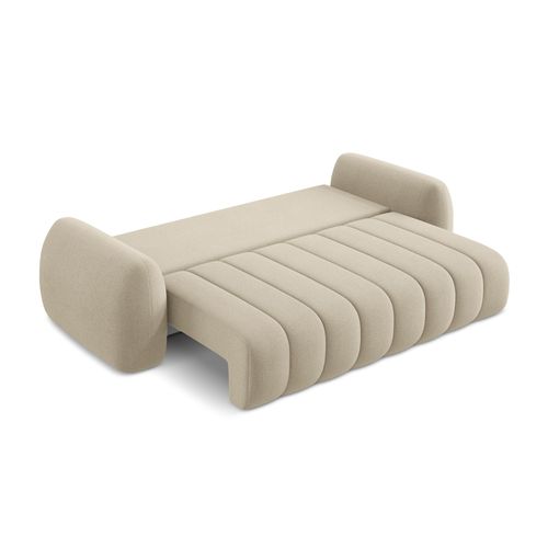 Canapé 3 Places Convertible Pele En Tissu Bouclette Beige Foncé