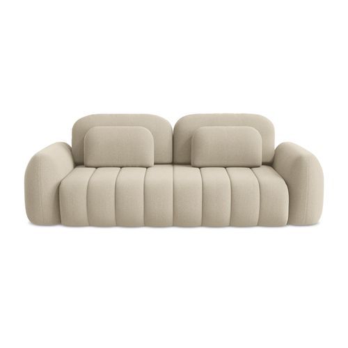 Canapé 3 Places Convertible Pele En Tissu Bouclette Beige Foncé