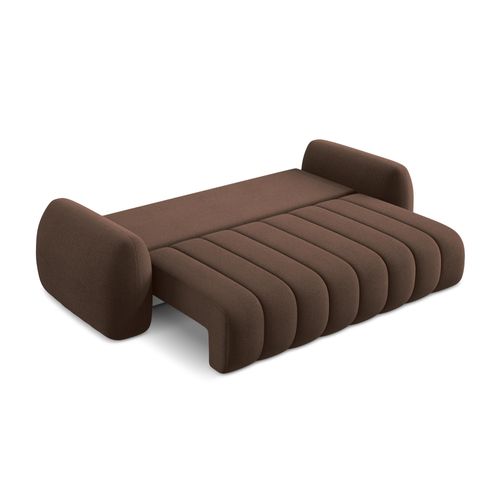Canapé 3 Places Convertible Pele En Tissu Bouclette Taupe