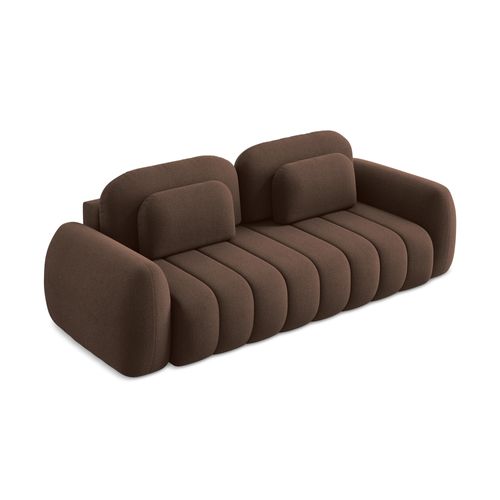 Canapé 3 Places Convertible Pele En Tissu Bouclette Taupe