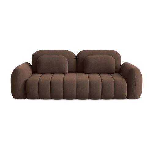 Canapé 3 Places Convertible Pele En Tissu Bouclette Taupe