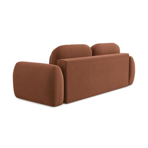 Canapé 3 Places Convertible Pele En Tissu Bouclette Terre Cuite