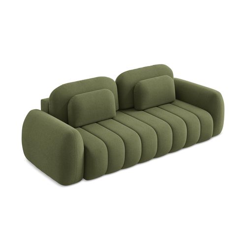 Canapé 3 Places Convertible Pele En Tissu Bouclette Vert