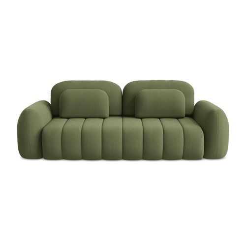 Canapé 3 Places Convertible Pele En Tissu Bouclette Vert