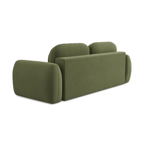 Canapé 3 Places Convertible Pele En Tissu Bouclette Vert