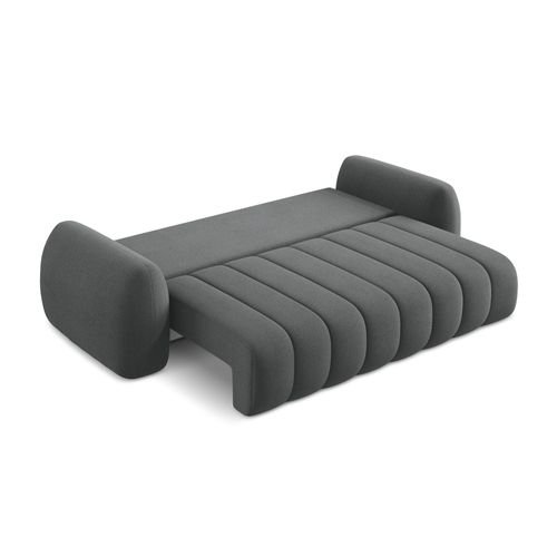 Canapé 3 Places Convertible Pele En Tissu Bouclette Gris Foncé