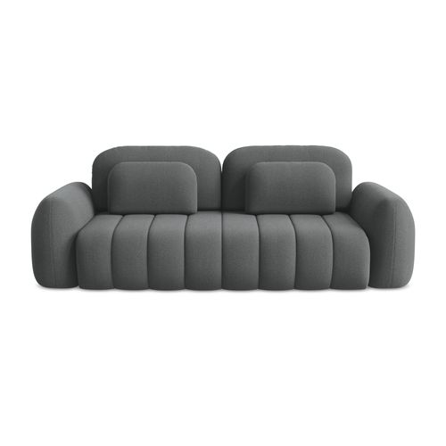 Canapé 3 Places Convertible Pele En Tissu Bouclette Gris Foncé