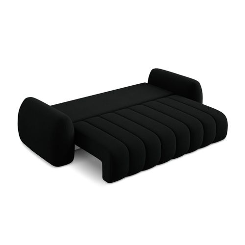 Canapé 3 Places Convertible Pele En Tissu Bouclette Noir