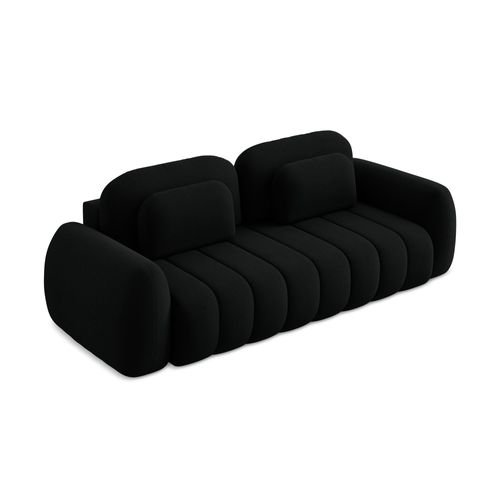 Canapé 3 Places Convertible Pele En Tissu Bouclette Noir