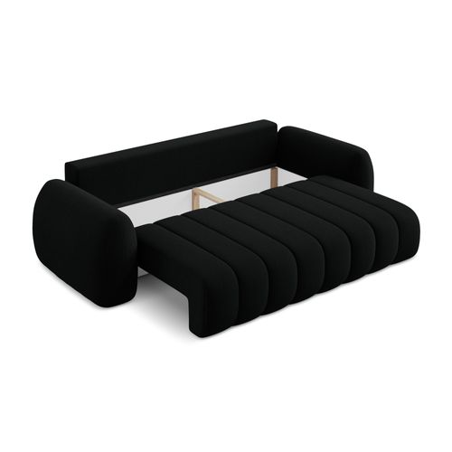 Canapé 3 Places Convertible Pele En Tissu Bouclette Noir