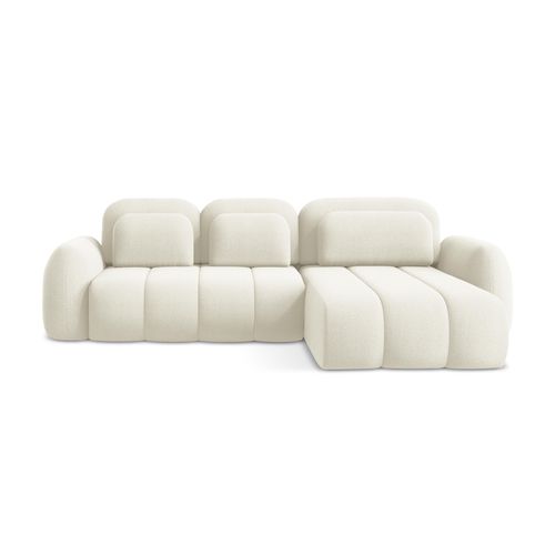 Canapé D'angle Droit Convertible Pele En Tissu Bouclette Beige Clair