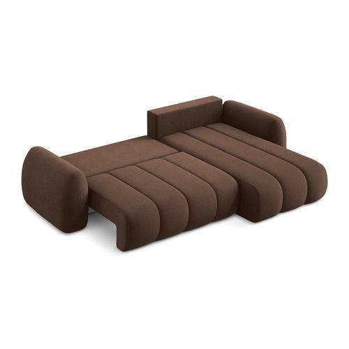Canapé D'angle Droit Convertible Pele En Tissu Bouclette Taupe