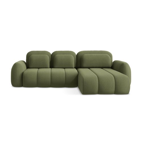 Canapé D'angle Droit Convertible Pele En Tissu Bouclette Vert