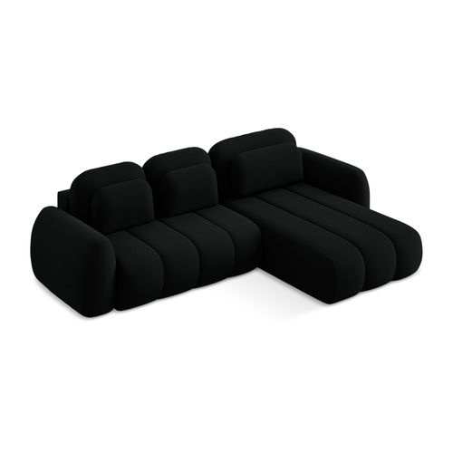 Canapé D'angle Droit Convertible Pele En Tissu Bouclette Noir