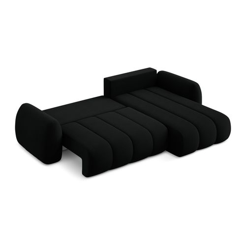 Canapé D'angle Droit Convertible Pele En Tissu Bouclette Noir