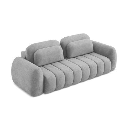 Canapé 3 Places Convertible Pele En Tissu Chenille Gris Clair