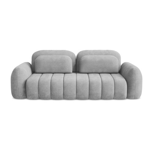 Canapé 3 Places Convertible Pele En Tissu Chenille Gris Clair