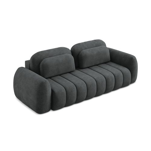 Canapé 3 Places Convertible Pele En Tissu Chenille Gris Foncé