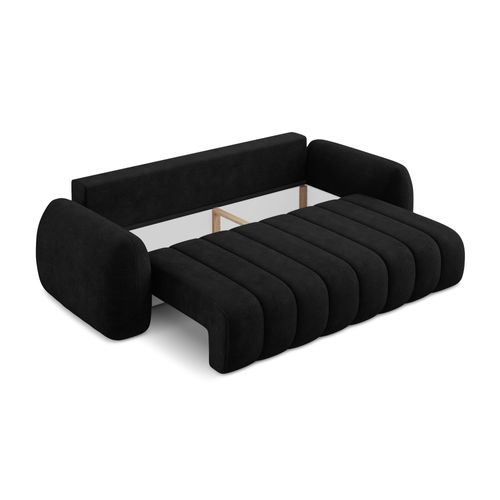 Canapé 3 Places Convertible Pele En Tissu Chenille Noir