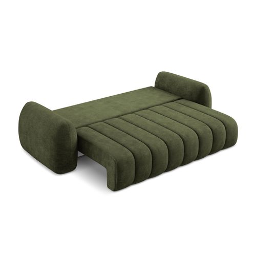 Canapé 3 Places Convertible Pele En Tissu Chenille Olive