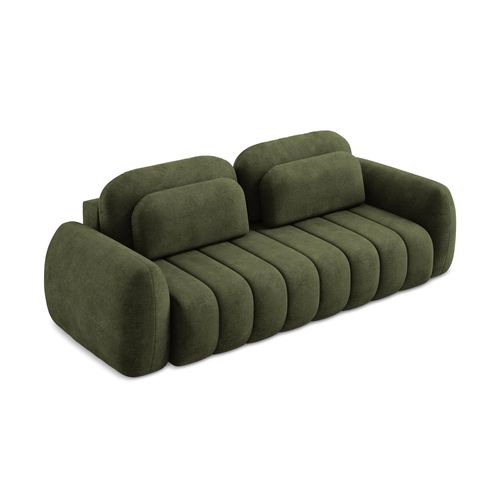 Canapé 3 Places Convertible Pele En Tissu Chenille Olive