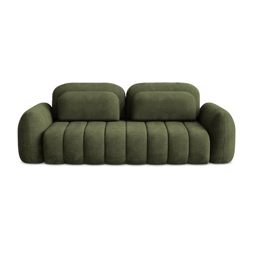 Canapé 3 Places Convertible Pele En Tissu Chenille Olive