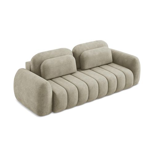 Canapé 3 Places Convertible Pele En Tissu Chenille Beige