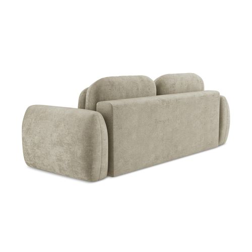 Canapé 3 Places Convertible Pele En Tissu Chenille Beige