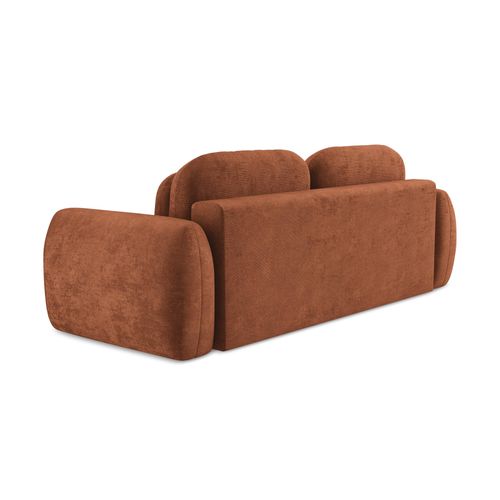 Canapé 3 Places Convertible Pele En Tissu Chenille Terre Cuite