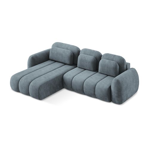Canapé D’angle 3 Places Gauche Convertible Pele En Tissu Chenille Jeans
